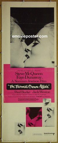 a962 THOMAS CROWN AFFAIR insert movie poster '68 Steve McQueen