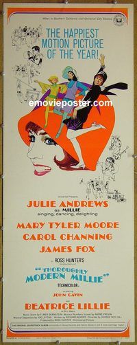 a963 THOROUGHLY MODERN MILLIE insert movie poster '67 Julie Andrews