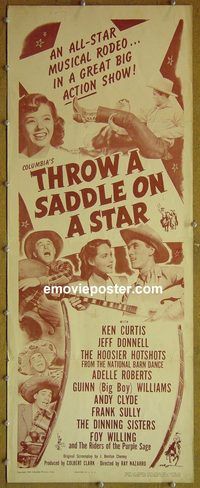 a968 THROW A SADDLE ON A STAR insert movie poster '46 Curtis, Donnell