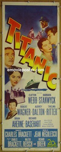 a976 TITANIC insert movie poster '53 Clifton Webb, Stanwyck