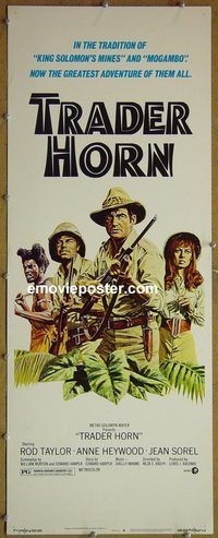 a988 TRADER HORN insert movie poster '73 Rod Taylor, Heywood