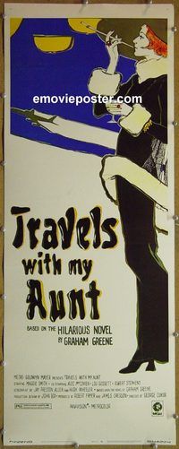 a991 TRAVELS WITH MY AUNT insert movie poster '72 Maggie Smith
