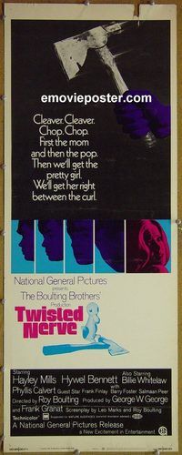 b001 TWISTED NERVE insert movie poster '69 Hayley Mills