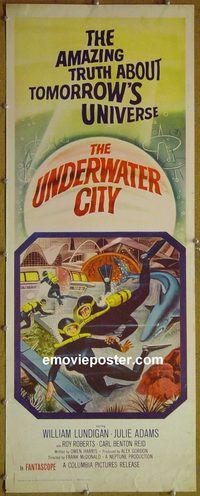 b007 UNDERWATER CITY insert movie poster '61 scuba sci-fi!