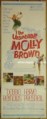 b008 UNSINKABLE MOLLY BROWN insert movie poster '64 Debbie Reynolds