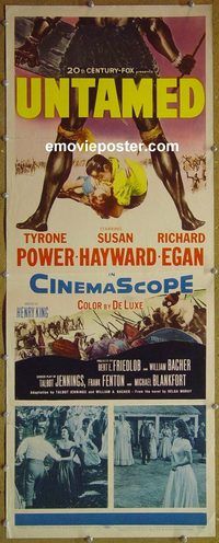 b009 UNTAMED insert movie poster '55 Tyrone Power, Susan Hayward