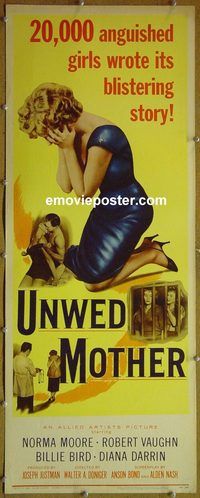 b011 UNWED MOTHER insert movie poster '58 Robert Vaughn, bad girls!
