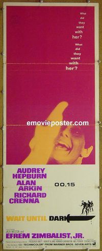 b031 WAIT UNTIL DARK insert movie poster '67 Audrey Hepburn