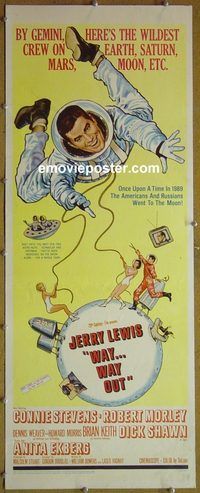 b039 WAY WAY OUT insert movie poster '66 Jerry Lewis