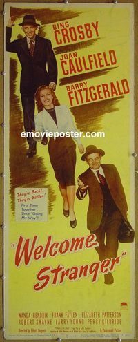b045 WELCOME STRANGER insert movie poster '47 Bing Crosby