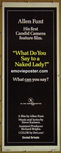 b049 WHAT DO YOU SAY TO A NAKED LADY insert movie poster '70