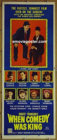 b050 WHEN COMEDY WAS KING insert movie poster '60 Chaplin, Keaton