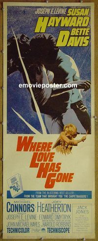 b052 WHERE LOVE HAS GONE insert movie poster '64 Hayward, Davis