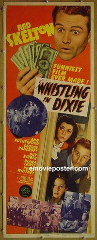 b057 WHISTLING IN DIXIE insert movie poster '42 Red Skelton
