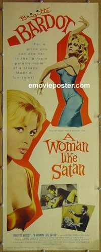 b071 WOMAN LIKE SATAN insert movie poster '59 sexy Brigitte Bardot!