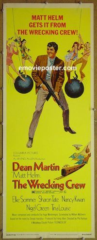 b079 WRECKING CREW insert movie poster '69 Dean Martin