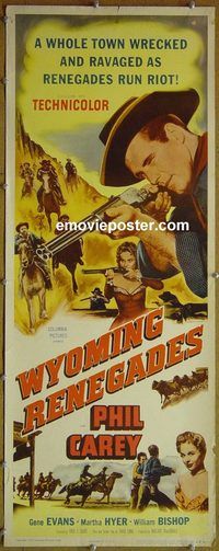 b080 WYOMING RENEGADES insert movie poster '54 Phil Carey