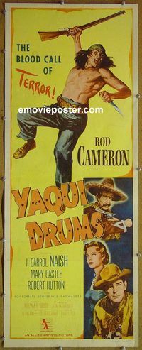 b083 YAQUI DRUMS insert movie poster '56 Cameron, Naish