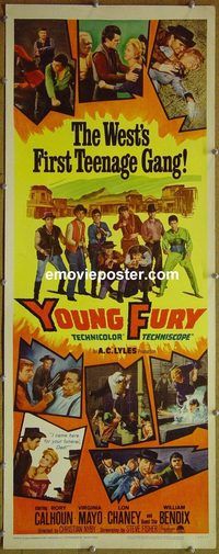 b087 YOUNG FURY insert movie poster '65 teenage gunmen!