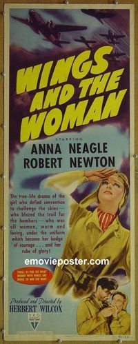 b065 WINGS & THE WOMAN insert movie poster '42 Anna Neagle, Newton