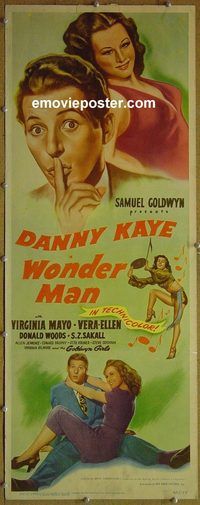b073 WONDER MAN insert movie poster '45 Kaye, Mayo