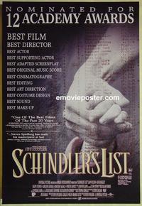 c137 SCHINDLER'S LIST Australian one-sheet movie poster '93 Neeson, Fiennes