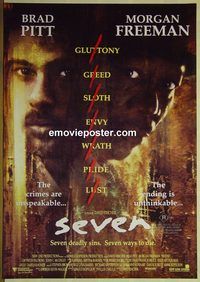 c139 SEVEN Australian one-sheet movie poster '95 Freeman, Brad Pitt