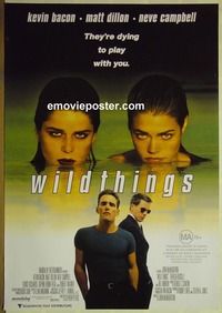 c144 WILD THINGS Australian one-sheet movie poster '98 Neve Campbell, Kevin Bacon