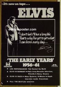 c146 ELVIS THE EARLY YEARS Australian video movie poster '80s