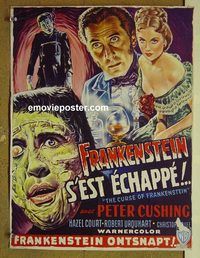 c518 CURSE OF FRANKENSTEIN Belgian movie poster '57 Peter Cushing
