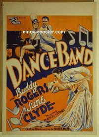 c519 DANCE BAND rare pre-WW2 Belgian movie poster '35 Rogers, Clyde