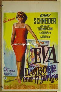 c525 EVA Belgian movie poster '58 Romy Schneider, Thompson
