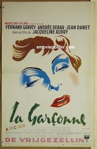 c544 LA GARCONNE Belgian movie poster '57 cool D'Apres Jarry art!