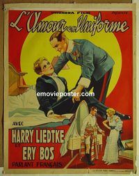 c546 LOVE IN UNIFORM rare pre-WW2 Belgian movie poster '32 Harry Liedtke