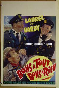 c593a THICKER THAN WATER Belgian movie poster R50s Laurel & Hardy
