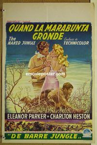 c557 NAKED JUNGLE Belgian movie poster '54 Charlton Heston, Pal