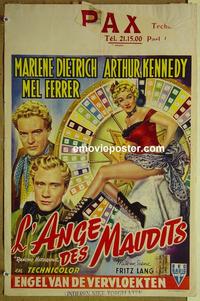 c574 RANCHO NOTORIOUS Belgian movie poster '52 Dietrich, Lang