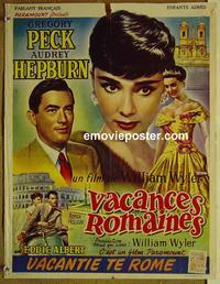 c578a ROMAN HOLIDAY Belgian movie poster '53 Hepburn, Peck