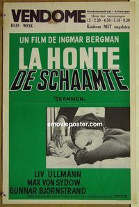 c580 SHAME Belgian movie poster '69 Ingmar Bergman, Liv Ullmann
