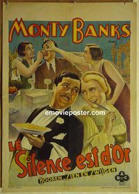 c583 SO YOU WON'T TALK rare pre-WW2 Belgian movie poster '35 Banks