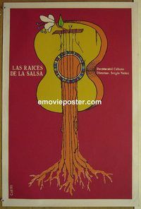 c164 ROOTS OF SALSA Cuban movie poster '93 great Coll guitar artwork!