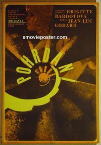 c443 CONTEMPT Czech movie poster '63 Jean Luc Godard, Bardot