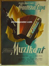 c469 MUZIKANT Czech movie poster '47 great accordian artwork!