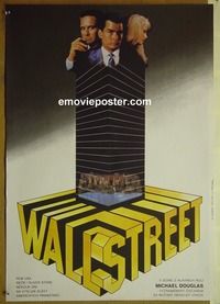 c488 WALL STREET Czech movie poster '87 Douglas, Sheen, cool art!