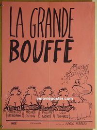c202 GRANDE BOUFFE French movie poster '73 Mastroianni, Reiser art!