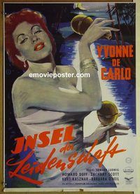 c400 FLAME OF THE ISLANDS German movie poster '55 Yvonne De Carlo