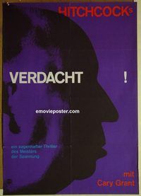 c416 SUSPICION German movie poster R60s Alfred Hitchcock silhouette!