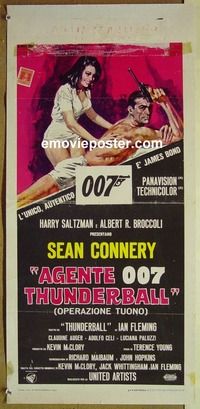 c348 THUNDERBALL Italian locandina R1970s art of Sean Connery as James Bond by Ciriello!