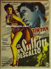 c288 BAREFOOT SULTAN Mexican movie poster '56 Tin-Tan, Varela