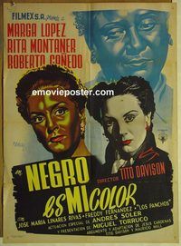 c289 BLACK IS MY COLOR Mexican movie poster '51 Josep Renau artwork!